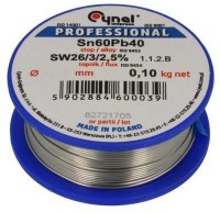 SL025-010 CYNA-spoiwo Sn60Pb40 grubosć 0.25mm waga 0.10 dkg