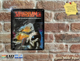 Uridium 2 - Amiga Video Game Artwork on Rustic - Metal Sign