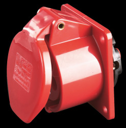 325-6F7 CEE panel-mounted socket, 5-pin, 400 V, 32 A, red