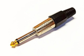 Wtyk JACK 6,3mm mono, obudowa metalowa guma czarna
