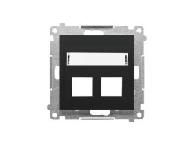 SIMON 55 Pokrywa gniazd teleinformatycznych na Keystone skośna podwójna z polem opisowym czarny mat TKP2S.01/149 KONTAKT SIMON