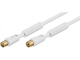 kabel antenowy, ekranowanie 100%, filtr ferrytowy, pozłacanyBiały