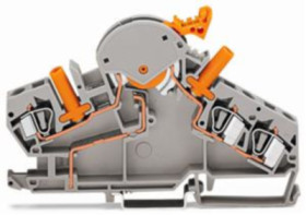 3-wire disconnect and measuring terminal, spring-clamp connection, 0.2-6.0 mm², 2 pole, 30 A, 6 kV, gray, 282-870