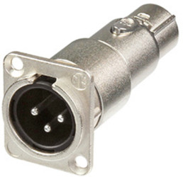 Adapter, XLR socket 3 pole to XLR plug 3 pole, silver, NA3MDF
