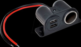 Car - USB charging socket, 12/24V, 2x 5V/2.1A, surface mounted