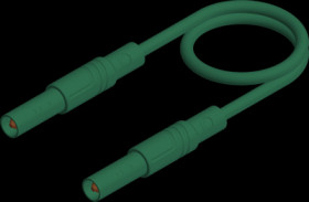 Measuring lead with (4 mm plug, spring-loaded, straight) to (4 mm plug, spring-loaded, straight), 0.25 m, green, PVC, 1.0 mm², C