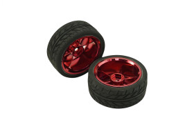 D65mm Rubber Wheel Pair - Red (Without Shaft)