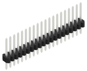 Pin header, 20 pole, pitch 1.27 mm, straight, black, 10060412