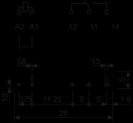 34.51.7.012.0019 Narrow power relay, 5 mm, horizontal