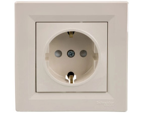 Gniazdo pojedyncze Asfora SCHUKO z przesłonami krem z ramką EPH2900223