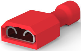 Insulated flat plug sleeve, 6.35 x 0.81 mm, 0.32 to 0.82 mm², AWG 22 to 18, phosphor bronze, tin-plated, red, 2-520184-4