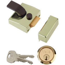 Yale Locks 85 Deadlocking Nightlatch 40mm Backset Brasslux Finish Box