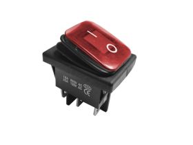 Włącznik kołyskowy KCD4-R 16A 250V podwójny on-on czerwony hermetyczny IP65