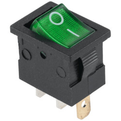 Przełącznik kołyskowy pojedynczy zielony (SPST) z podświetleniem