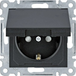 Lumina Gniazdo SCHUKO z pokrywą i przesłoną styków czarne WL1163