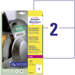 Avery-Zweckform L7916-10 Weatherproof Labels 210x148mm White 20 Labels 10 Sheets