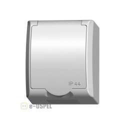 FALA Gniazdo hermetyczne pojedyncze z/u Schuko IP44 z przesłonami klapka biała GNH-1HSP/00/w