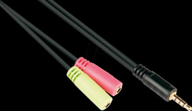 AD-HS03 Audio cable, 3.5 mm jack plug to 2x jack, OMTP, 0.2 m