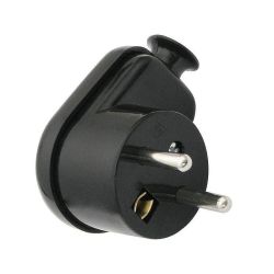 Wtyczka sieciowa WT-16 kątowa czarna / 2162