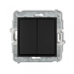 ICON Mechanizm łącznika zwiernego, świecznikowego (dwa klawisze bez piktogramów, wspólne zasilanie) czarny mat 12IWP-44.1