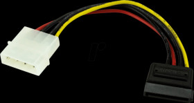 SATAPOWADAP LP4 to 15-pin SATA, 15 cm, black/red/yellow