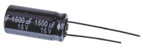 Kondensator 1500μF 16V dc Radialny, Otwór przelotowy Panasonic roztaw: 5mm 10 (Dia.) x 20mm