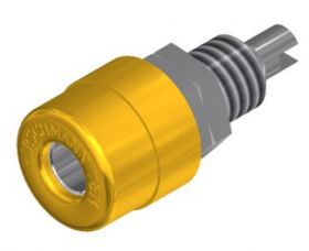 BIL 20 GE Gniazdo izolowane, 4mm, mont.M6x0.75, przyłącze lutowane, max. grubość ścianki 2mm, żółte, UL 94 V-2, Hirschmann, 9301