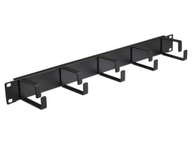 Organizator kabli RACK 19 1U metalowy czarny NEKU z metalowymi uchwytami