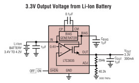 300mA VLDO Linear Regulator with Charge Pump Bias Generator