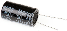 Kondensator 100μF 400V dc Radialny, Otwór przelotowy RS PRO roztaw: 7.5mm 18 (Dia.) x 31mm