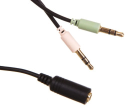 Przewód adapter /słuchawki + mikrofon/ jack 4pin / 2x jack 3pin 0,4m 48980