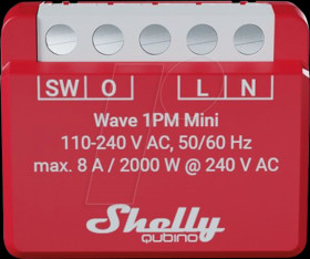 SHELLY_W_1PM_MINI Shelly Qubino Wave 1PM Mini, relay, max 8A, 1 channel, Z-Wave