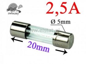 2,5A bezpiecznik szklany zwłoczny; 5x20mm