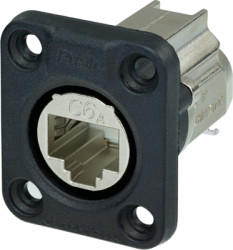 Socket, RJ45, 8 pole, 8P8C, Cat 6A, IDC connection, flange mounting, NE8FDX-Y6-W