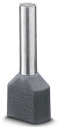 Insulated twin wire end ferrule, 0.75 mm², 17 mm/10 mm long, DIN 46228-4, gray, 3200975