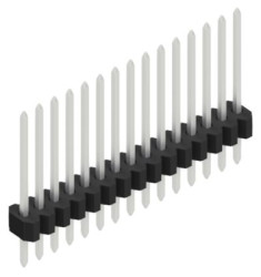 Pin header, 15 pole, pitch 1.27 mm, straight, black, 10060479