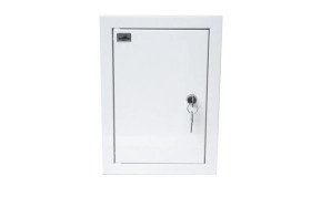 Rozdzielnica podtynkowa metalowa 1x1F zamek pełne drzwi RAL 9003 A-RW18E/PD