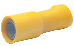 Insulated round plug sleeve, 5 mm, 4.0 to 6.0 mm², AWG 12 to 10, bronze, tin-plated, yellow, 950