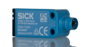 Czujnik zbliżeniowy Ultradźwiękowy 100 mm SICK 15 → 30 V DC długość 16.7mm w obudowie prostokątnej