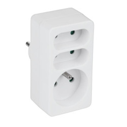 ROZGAŁĘŹNIK SIECIOWY 3 gniazda 230V Z UZIEMIENIEM 1x OKRĄGŁY 2x PŁASKI