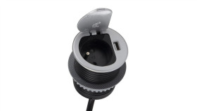 Gniazdo Meblowe Na 1 Gniazdo 2P+Z 16A 230V + 1X Usb 2,4A Okrągły Wpuszczany W...