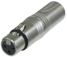 Adapter, XLR plug 5 pole to XLR socket 3 pole, silver, NA3F5M