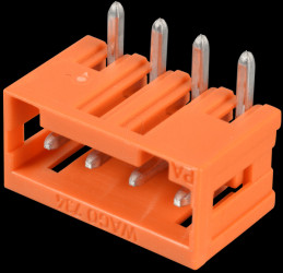 734-264 Print pin header, mini, RM 3.81, angled, 4-pin