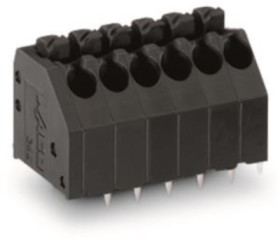 PCB terminal, 6 pole, pitch 3.5 mm, AWG 28-12, 8 A, push-in cage clamp, black, 250-106/353-604