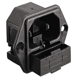 Combination element plug C18, 2 pole, flange mounting, plug-in connection, black, PF0006/63