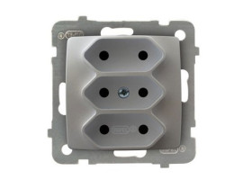 KARO Gniazdo potrójne EURO 25A 230V IP-20 srebrny perłowy GP-3S/m/43 OSPEL