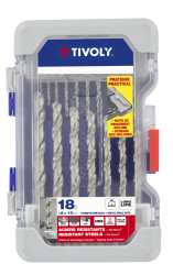 Wiertło Tivoly HSS 18 szt. Zestaw do wiercenia w punktach podzielonych