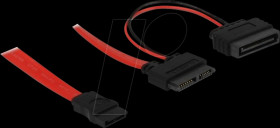 84418 Delock Cable Slim SATA female > SATA 7 pin + SATA 15 pin 5 V 50