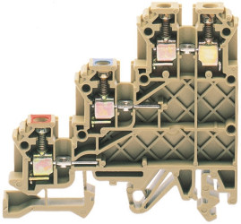 Kostka zaciskowa na szynie DIN RS PRO poziomy: Potrójny 22 → 12AWG raster: 5mm 24A 300 V