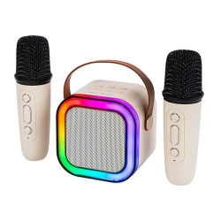 Głośnik przenośny karaoke Bluetooth 2x mik. RGB 2 efekty dźwiękowe / 30-358